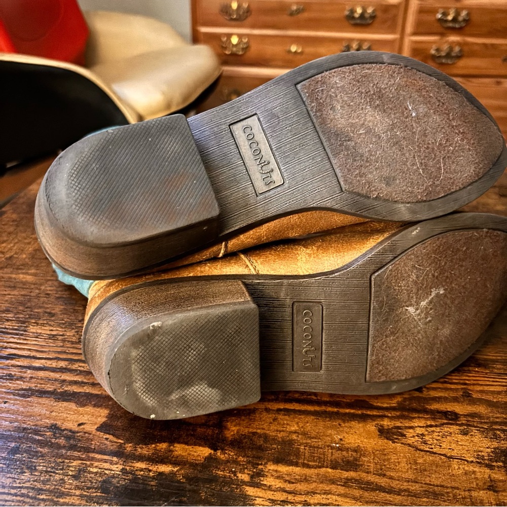 Vegan Leather Coconuts by Matisse Turquoise & Brown Western Boots- Size 7.5 (US) - Picture 6 of 9